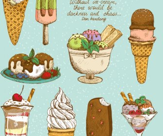 Ice Cream Retro Style Icons Vector