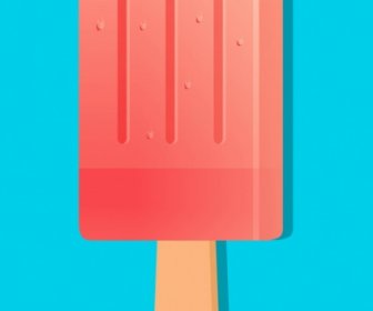 アイスクリームスティックアイコン赤3Dデザイン