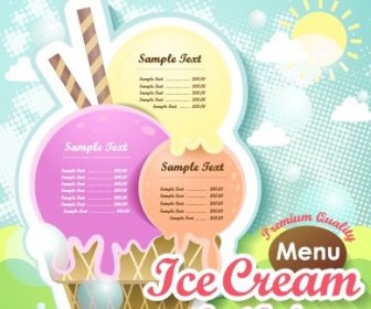 Ice Cream Sweet Comida Menu Design Vector