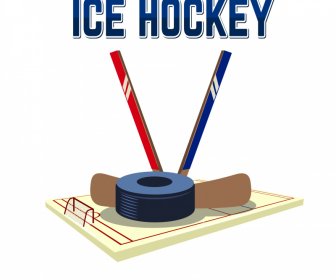 Banner Publicitario De Hockey Sobre Hielo Boceto 3D Moderno