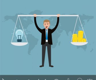Idea Concepts Illustration With Businessman And Balance