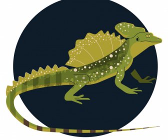 Iguana ícone Escuro 3d Design Clássico