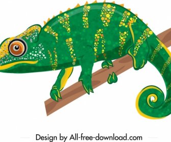 Iguana Ikona Zielony żółty Szkic