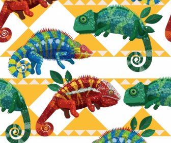 Iguana Pattern Colorful Modern Repeating Design