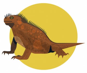 Iguana Spesies Ikon 3d Klasik Sketsa