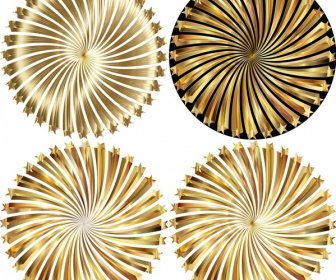 Ilusi Hiasan Lingkaran Dengan Ilustrasi Emas Mengkilap Berputar-putar