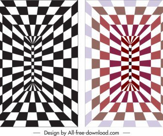 Latar Belakang Ilusif Cacat Geometris Dekorasi 3d Kotak-kotak