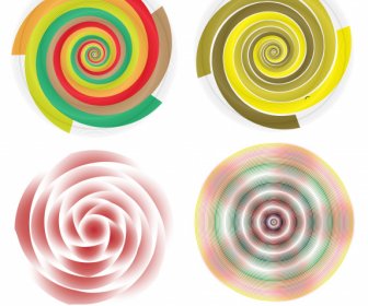 Illusive Decorative Templates Colorful Dynamic Spiral Curves Decor