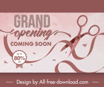 Inauguration Card Template Dynamic Scissors Ribbon Sketch