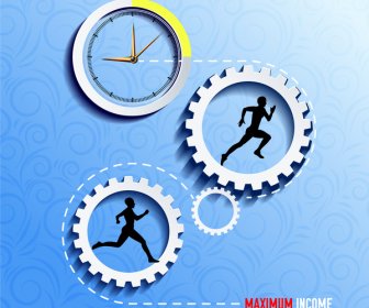 income development vector illustration with gears and clock