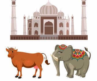 india design elements architecture cow elephant sketch