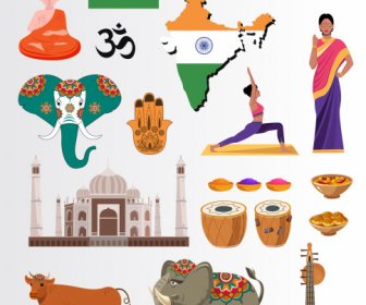 India Design Elements National Emblems Sketch
