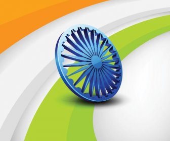 Indio Asoka 3D Rueda En La Bandera India Independence Day Vector Background