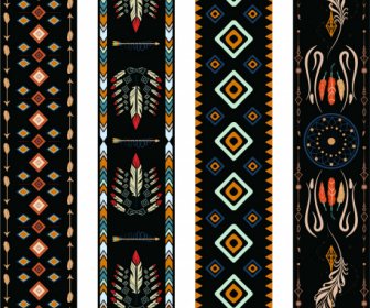 Indian Ethnic Patterns Templates Colorful Retro Symmetric Decor