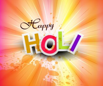 ออกแบบเวกเตอร์ Holi สุขเทศกาลอินเดียเฉลิมฉลองสีสันสว่างสาด