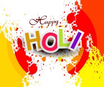 ออกแบบเวกเตอร์ Holi สุขเทศกาลอินเดียเฉลิมฉลองสีสันสว่างสาด