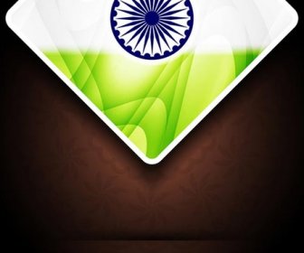 Bendera India Lencana Pada Cokelat Grunge Latar Belakang India Merdeka Hari Desain Vektor