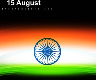 Indian Flag Negro Brillante Tricolor Shiny Wave Ilustración