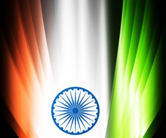 Indian Flag Negro Brillante Tricolor Ola Ilustración