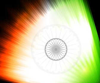 Indian Flag Czarny Jasno Tricolor Fala Ilustracja