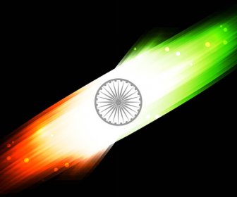 Indische Flagge Schwarz Hell Tricolor Welle Vektor