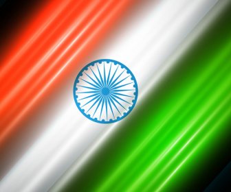 Indian Flag Negro Brillante Tricolor Wave Vector Illustration