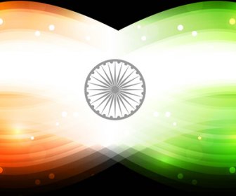 Indian Flag Czarny Jasno Tricolor Fala Wektor Ilustracja