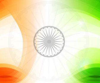 Indian Flag Brillante Tricolor Vector De Onda Vacaciones