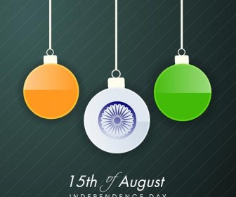8 月の独立記念日のベクトルの背景の Lampth をぶら下げインドの旗の色