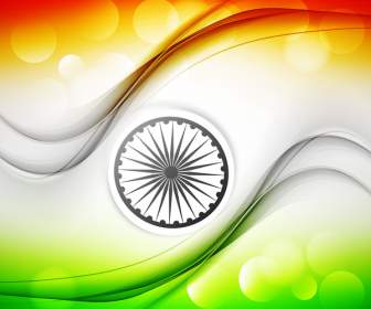Индийский флаг фантастический Триколор гранж волна