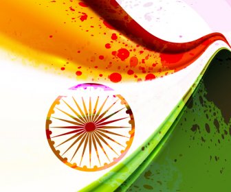 Bandeira Indiana Indiano República Dia E Dia Da Independência Ilustração Tricolor Elegante Onda Vector