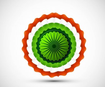 Bendera India Bergaya Lingkaran Vektor Ilustrasi