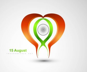 Bendera India Bergaya Jantung Vektor Ilustrasi