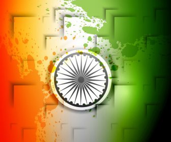 Bendera India Bergaya Ilustrasi Untuk Hari Kemerdekaan Latar Belakang Vektor