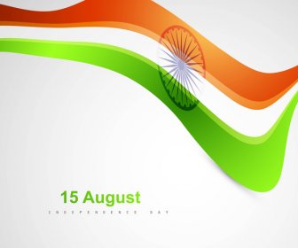 인도 깃발 세련 된 3 색 아름 다운 웨이브 벡터