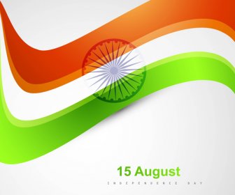 العلم الهندي أنيق ثلاثي الألوان تصميم الموجة