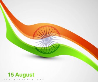 العلم الهندي أنيق ثلاثي الألوان متجه الموجة