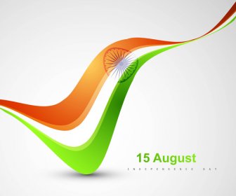 العلم الهندي أنيق ثلاثي الألوان متجه الموجة