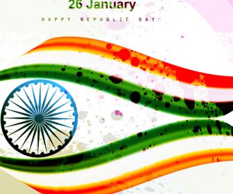 Indian Flag Stylish Wave Illustration For Independence Day Background Vector