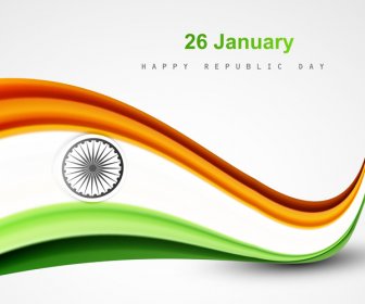 獨立日背景向量的印度國旗時尚波圖