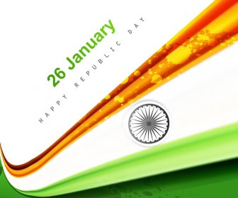 Indische Flagge Stilvolle Welle Illustration Für Unabhängigkeitstag Hintergrund Vektor