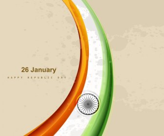 독립 기념일 배경 벡터에 대 한 인도 깃발 세련 된 웨이브 그림