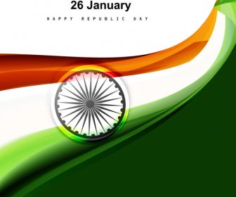 Bendera India Gelombang Bergaya Ilustrasi Untuk Hari Kemerdekaan Latar Belakang Vektor