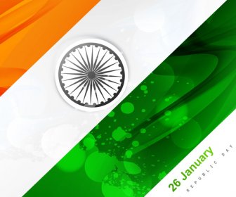 独立記念日の背景のベクトルのためのインドの旗スタイリッシュな波図