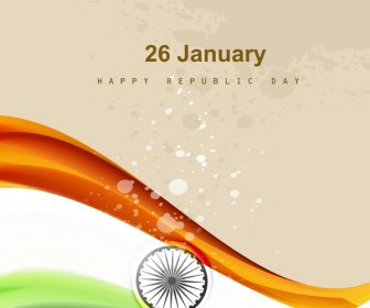 Indian Flag Stylish Wave Illustration For Independence Day Background Vector