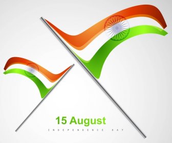 Bendera India Gelombang Bergaya Vektor Desain