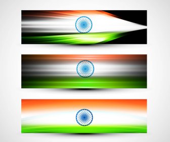 Indian Flags Stylish Wave Header Three Collection Vector