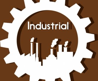 工業標誌設計齒輪廠圖標風格