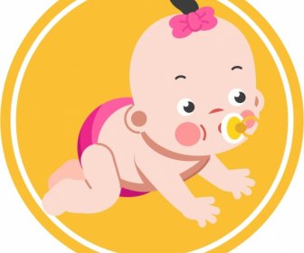 Infant Baby Icon Crawling Gesture Cute Cartoon Sketch