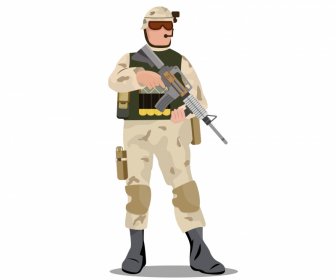 infantry soldier icon standing guard sketch